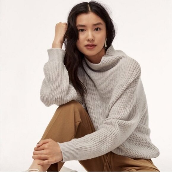 Aritzia Sweaters - Aritzia Wilfred Montpellier Merino wool turtleneck sweater XXS Oversized Ivory